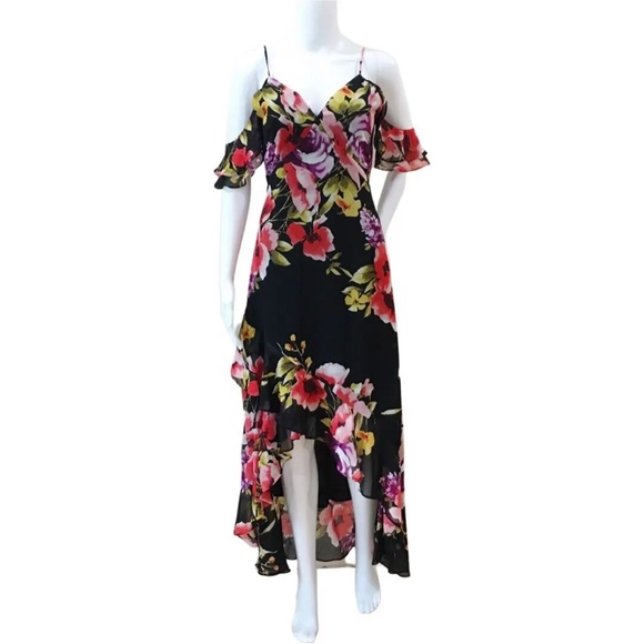 Lulus in love bloom floral hi low maxi dress black size XS - Picture 2 of 7